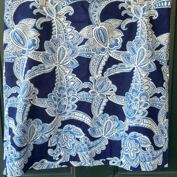 Talbots Blue White Floral Cotton Skirt 14 Resort Preppy Coastal Classic Summer - Picture 5 of 7